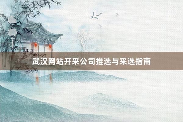 武汉网站开采公司推选与采选指南